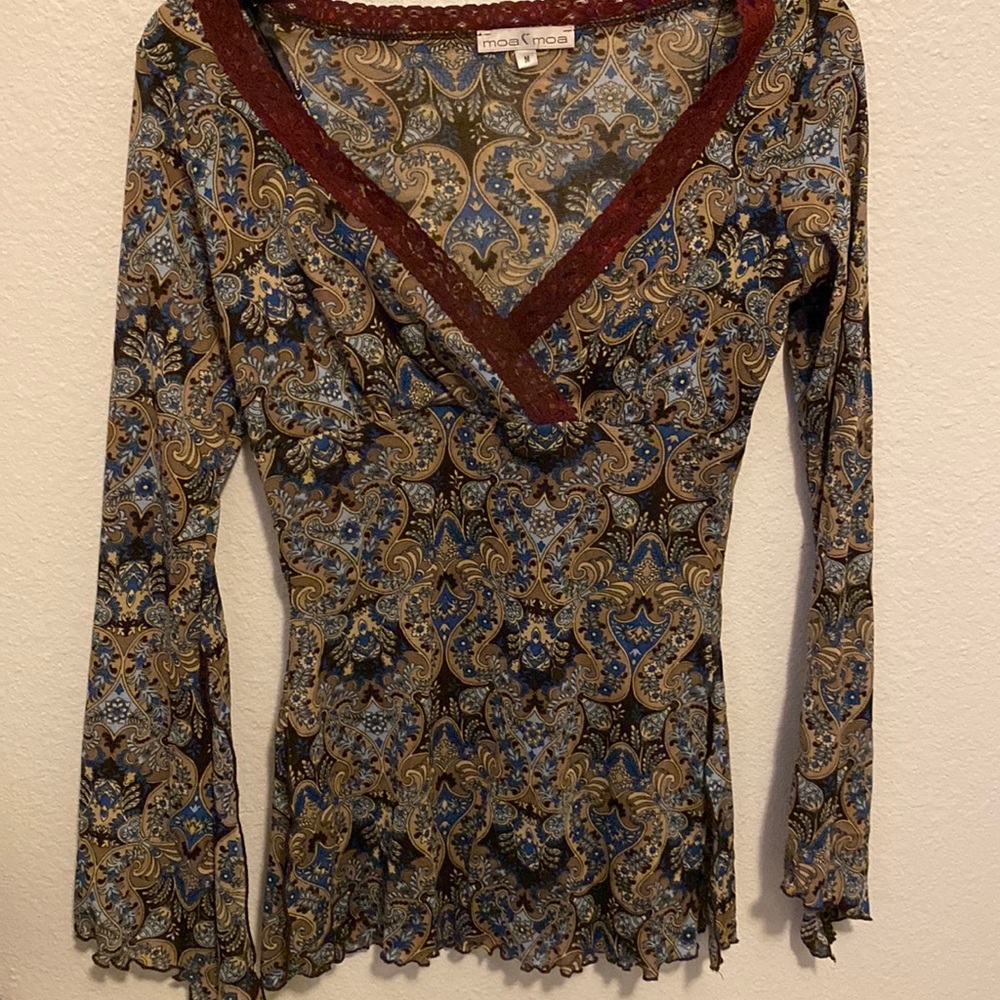 mesh designed long sleeve top